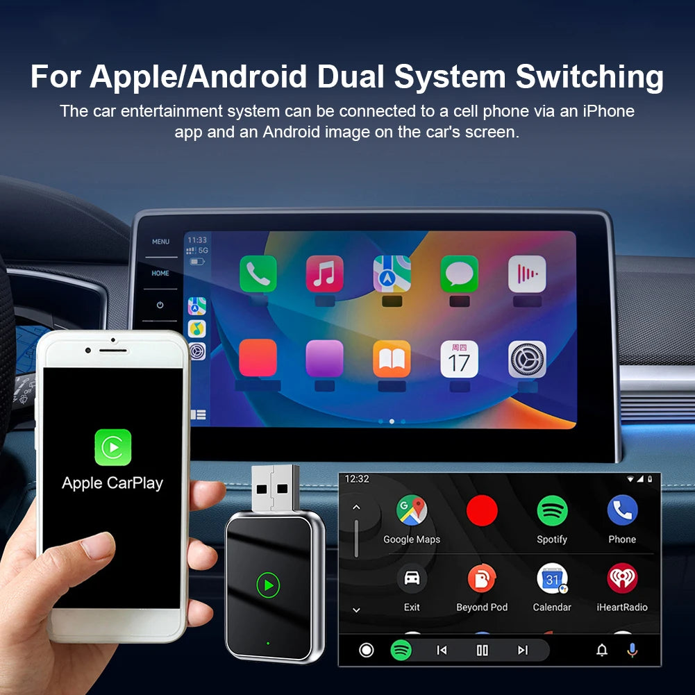 2in1 Wireless CarPlay Iphone & Android Auto Adapter